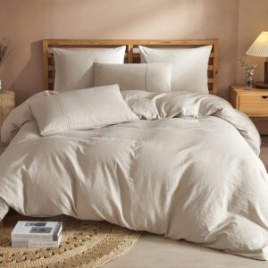 Grassix 100% Linen Duvet Cover King - Super Soft French Linen Comforter Cover Breathable Duvet Cover for Hot Sleepers 1 Duvet Cover and 2 Pillowcases