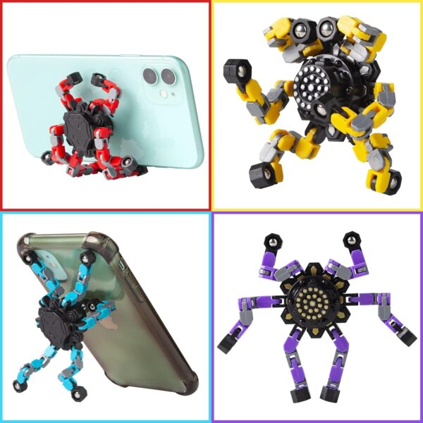 Transformable Fidget Spinners 4 Pcs for Kids and Adults Stress Relief Sensory Toys for Boys and Girls Fingertip Gyros for ADHD Autism for Kids Gifts (Fidget Toy 4pc) - Image 5
