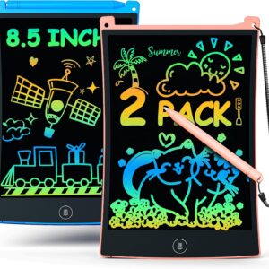 bravokids 2 Pack LCD Writing Tablet with Stylus, 8.5 inch Colorful Doodle Board Drawing Pad for Kids, Travel Games Activity Learning Toys, Birthday Gift for Age 3 4 5 6 7 8 Year Old Boys Girls