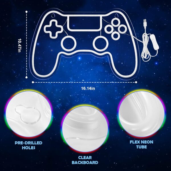 Kavaas Gamer Neon Sign, Game Controller Neon Sign for Gamer Room Decor - Gaming Neon Sign for Teen Boy Room Decor, LED Game Neon Sign Gaming Wall decor - Best Gamer Gifts for Boys, Kids - Image 3