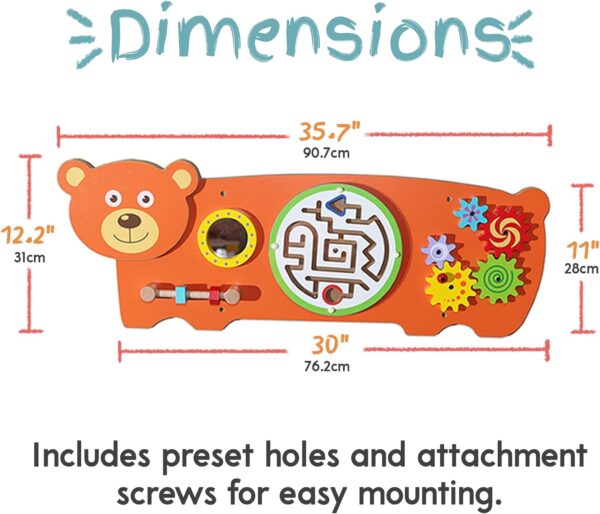 Learning Sensory Wall Toy for Toddlers - Bear Sensory Board Field with Fun Learning Activities - Wall Busy Board Learning Activity Wall Panel Toy for Kids Playroom & Children's Daycare - Image 6