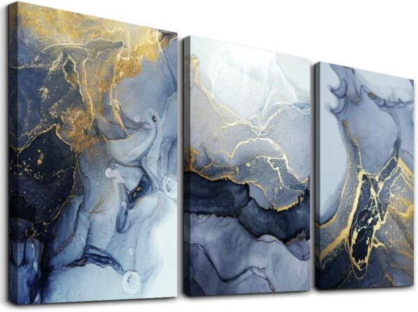 DZRWUBHS Abstract Wall Decor for Living Room Bedroom Wall Art Abstract Ink Wall Painting Wall Artworks Hang Pictures for Office Decoration 3 Panels Bathroom Home Decor Posters 12x16 inch 3 Piece