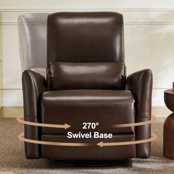 Power Rocker Recliner Chair Electric Reclining Swivel Chair for Adults,Upholstered Faux Leather Reclining Sofa Chair for Living Room, Brown - Image 7