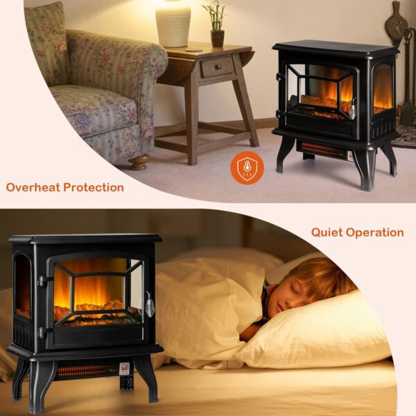 GOFLAME 20" Electric Fireplace Stove, Freestanding Fireplace Heater with Realistic Flame Effect and Adjustable Thermostat, Compact Stove Heater with Overheating Safety Protection, CSA Certified, 1400W - Image 5