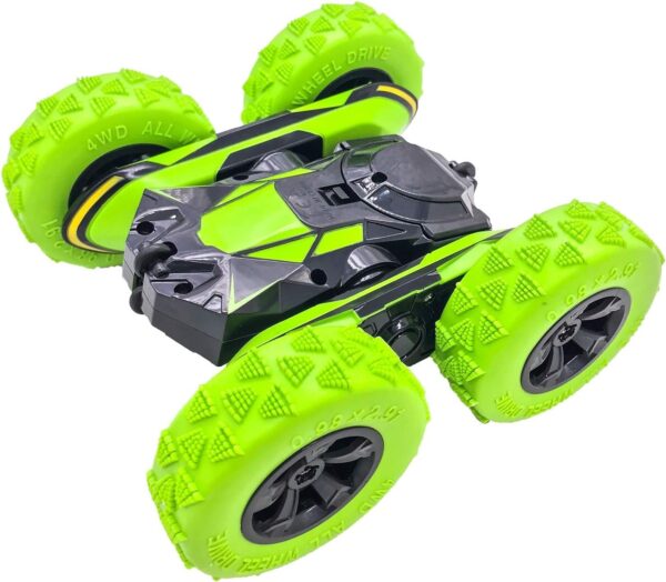 Threeking RC Stunt Cars Remote Control Car Double-Sided Driving 360-degree Flips Rotating Car Toy, Green - Image 7