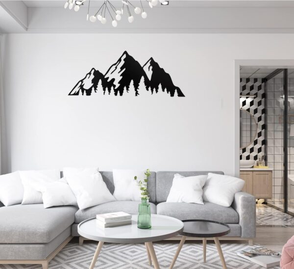 METALPLEX Timberline Mountains Metal Wall Art - Durable And Rust-free Indoor & Outdoor Aluminum Composite Wall Decor - Home Decor Wall Art For Living Room And Bedroom Decorations - White (60"x16") - Image 3