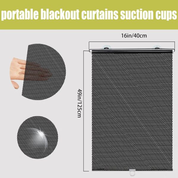 Heat Insulation Blackout Roller Blinds Retractable Balcony Sun Shade Kitchen Window Curtains with Suction Cups for Indoor Home Bedroom Living Room Office Privacy Curtain, 4 Sizes - Image 3