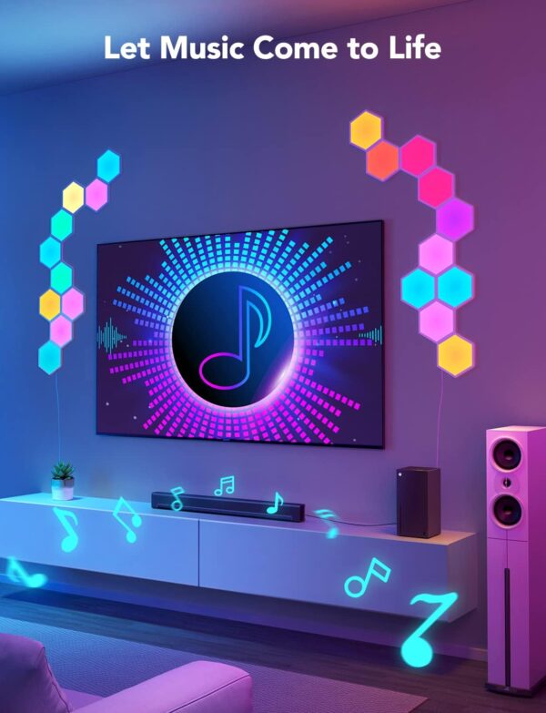 Govee Glide Hexa Light Panels, RGBIC Hexagon LED Wall Lights, Wi-Fi Smart Home Decor Creative Wall Lights with Music Sync, Works with Alexa Google Assistant for Halloween Decor, Gaming Decor, 10 Pack - Image 3
