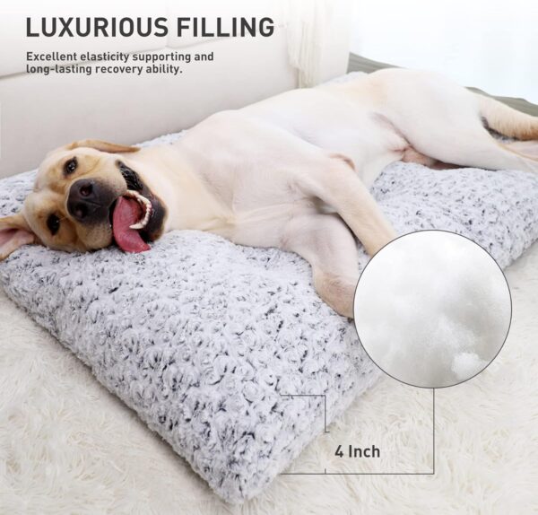 KSIIA Washable Dog Bed Deluxe Plush Dog Crate Beds Fulffy Comfy Kennel Pad Anti-Slip Pet Sleeping Mat for Large, Jumbo, Medium, Small Dogs Breeds, 47" x 29", Gray - Image 2