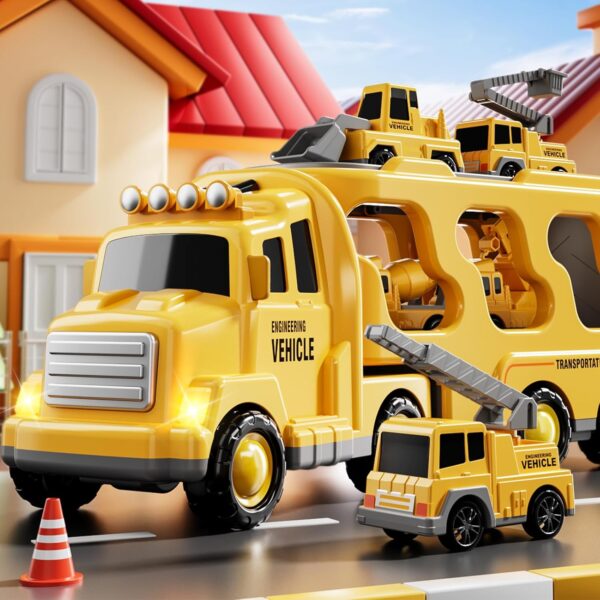 Bennol Toddler Boy Toys for 1 2 3 4 5 Year Old Boys, Toddler Car Trucks Bus Toys for Toddler Boys Ages 1-3 3-5, 5 in 1 Construction Car Truck Bus Boys Toddlers Birthday Gifts - Image 6
