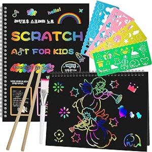 Smasiagon Scratch Paper Art Set for Kids: 2 Pack Scratch Off Art Notebook Crafts Halloween Gifts for Kids Ages 3-12 Girls Boys Birthday Christmas Party Favor Games DIY Activity