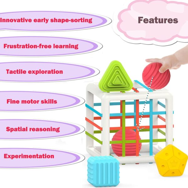 MINGKIDS Montessori Toys for 1 Year Old, Toy 6 Pc Multi Sensory Shape, Toddler Developmental Learning Toys Birthday Gifts, Baby Toys 12 Month - Image 4