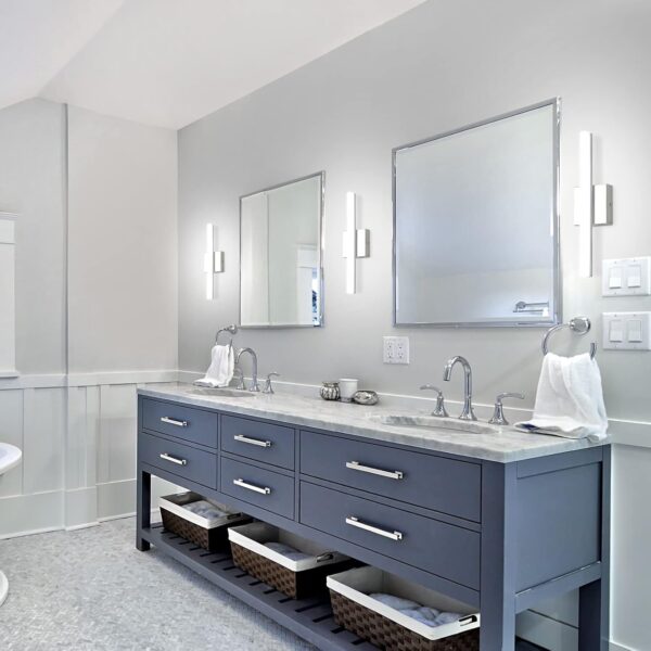 Combuh Modern Bathroom Light Fixtures Over Mirror 16 Inch IP44 9W Chrome Bathroom Vanity Light Bar for Bathroom Wall Sconce Cool White 6000K - Image 4