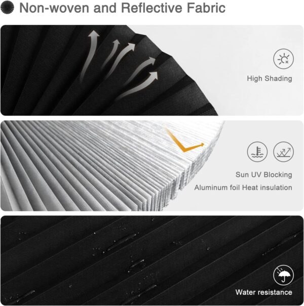 Blackout Blinds for Windows Cordless Blinds Temporary Shades Blinds No Drill Mini Blinds Black Out Blinds for Window of Bedroom,Bathroom,Kitchen Office (Black-high Shading, 23.6 * 59"(60 * 150cm)) - Image 2
