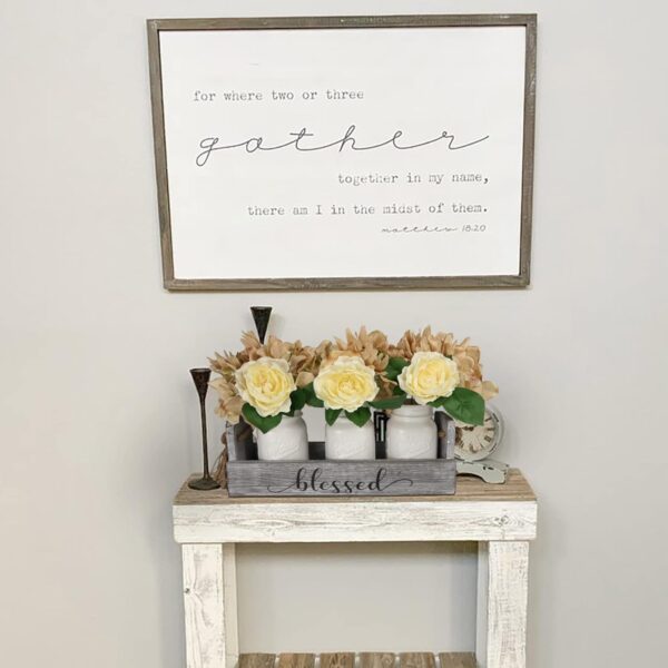 Besuerte Farmhouse Centerpieces for Tables - Mason Jar Centerpieces for dining table, Coffee Table Centerpieces for Living room with 3 White Mason Jars, Dining Table Decor - Image 6