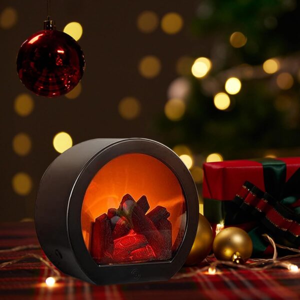 Mini Fireplace,Desktop Fireplace, Electric Fireplace Flameless Realistic LED Fireplace Lantern USB/Battery Powered Tabletop Electric Log Burner Effect Fire - Image 6