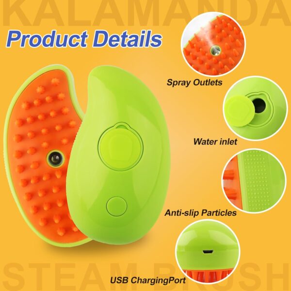 Cat Steam Brush, 3 in 1 Cat Steamy Brush Cleanser, Silicone Massage Grooming Brush, Pet Hair Cleaning Brush Comb for Cats Dogs(Mango Green) - Image 5