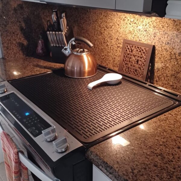 Stove Top Cover for Electric Stove - Silicone Stove Mat for Glass Top Stove, Glass Cooktop Protector, XL Dish Drying Mats For Kitchen, Range Covers for Electric Stove (Black,28 x 20) - Image 3