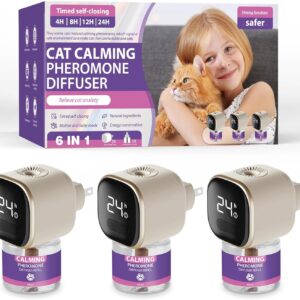 Multi Cat Calming Diffuser Relieve Stress Anxiety Cat Pheromones Calming Diffuser with Timing Function Cat Pheromone Diffuser 3 Pack Pheromones to Reduce Fighting Spraying and Scratching Fits All Cats
