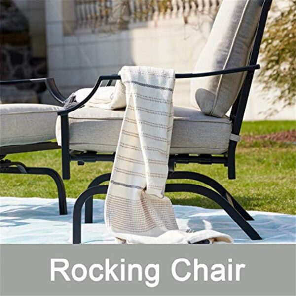 PatioFestival Patio Conversation Set Metal Outdoor Furniture Sets All Weather Cushioned Loveseat & 2 Rocking Chairs & 1 Coffee Table for Poolside Lawn Yard 4pcs - Image 4