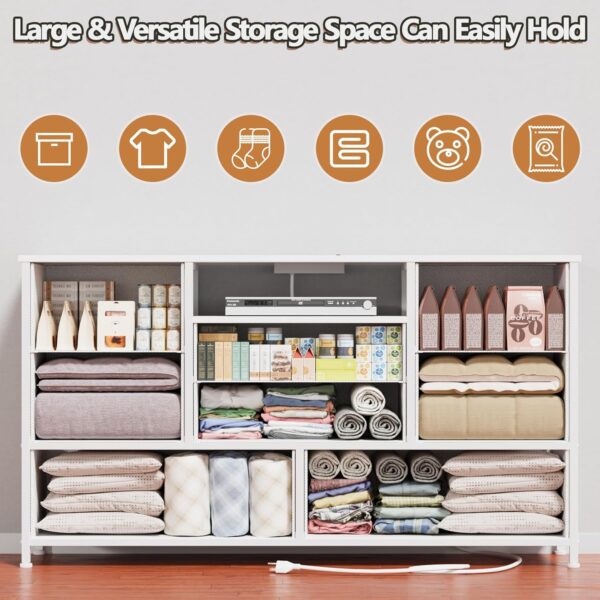 Furnulem White Dresser for Bedroom, Wide Chest of Drawers with Power Outlet for 55" TV Stand Entertainment Center, Deep 8 Drawers for Storage in Living Room,Entryway,Hallway,Closet(White) - Image 7