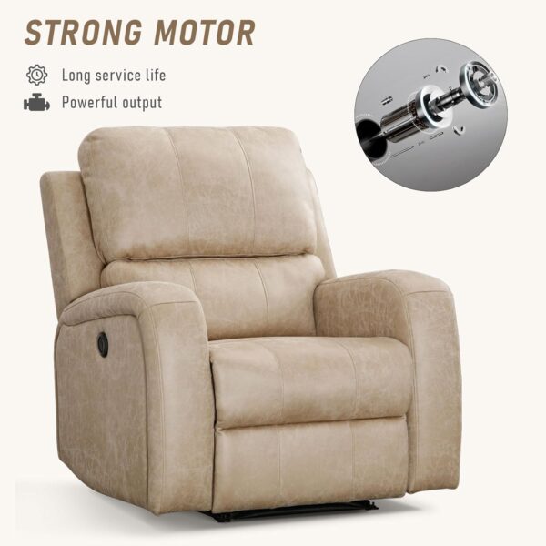 Electric Recliner Chair, Soft PU Leather Power Recliners with Padded Backrest, Single Overstuffed Heavy Duty Reclining Sofa for Living Room Bedroom - Image 5