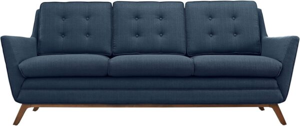 Modway Beguile Mid-Century Modern Sofa With Upholstered Fabric In Azure - Image 3