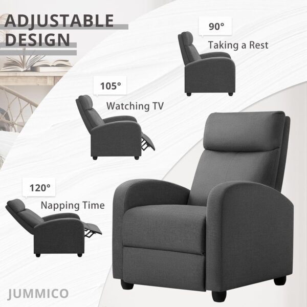 JUMMICO Recliner Chair Adjustable Home Theater Single Recliner Sofa Furniture with Thick Seat Cushion and Backrest Modern Living Room Recliners (Fabric, Aurora Grey) - Image 4