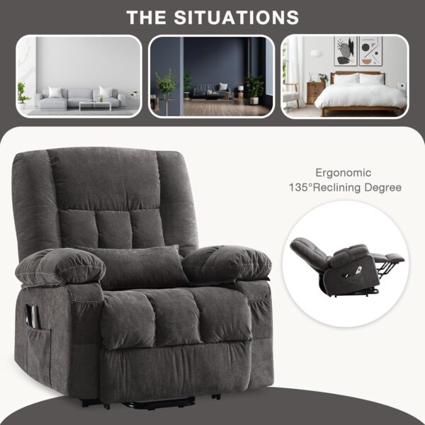 Power Lift Recliner Chair Recliners for Elderly with Heat and Massage Recliner Chair for Living Room with Infinite Position and Side Pocket,USB Charge Port - Image 7