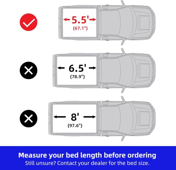 Soft Roll Up Truck Bed Cover Compatible with 2015-2020 Ford F-150 | Styleside 5.5' Bed Black - Image 3