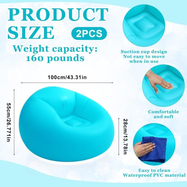 Inflatable Bean Bag Chair for Adult Bean Bag Sofa Chair Blow up Inflatable Furniture for Indoor Outdoor Living Room Bedroom Balcony Travel Party Accessories(Lake Blue,2 Pcs) - Image 2