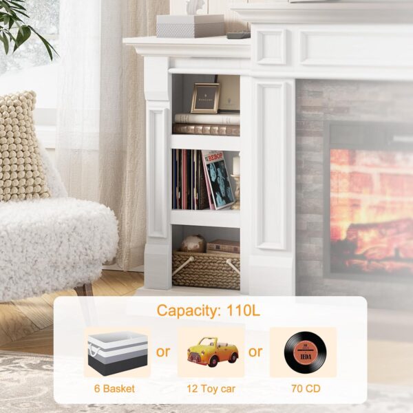 LGHM 70" Electric Fireplace with Mantel, Fireplace TV Stand for TVs Up to 80 Inch, Modern Entertainment Center with Storage, Realistic Stacked Stone Surround with Remote Control for Living Room - Image 4
