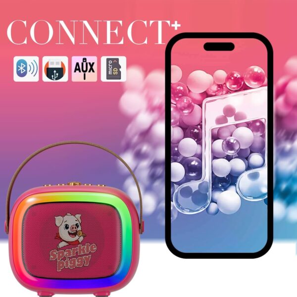 2024 New Mini Karaoke Machine for Kids & Adults, 2 Wireless Mics, LED Colortul Lights, Portable Outdoor Bluetooth Speaker, Toys Birthday Gifts for Boys & Girls Ages 3-12 (Rose Red) - Image 4