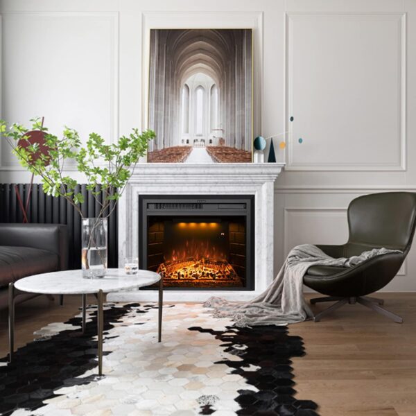 Electric Fireplace Insert 22" Wide, Wall Fireplace Electric with Remote Control, Realistic Log and Crackling Sound, Overheating Protection and Timer, 750/1500W Black - Image 3