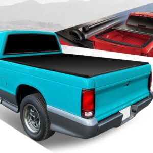 Auto Dynasty Soft Roll-up Tonneau Cover Truck Bed Compatible with Chevy S10 1982-1993 / GMC S15 1982-1990 / Sonoma 1991-1993 6Ft Fleetside Styleside Bed, Matte Black