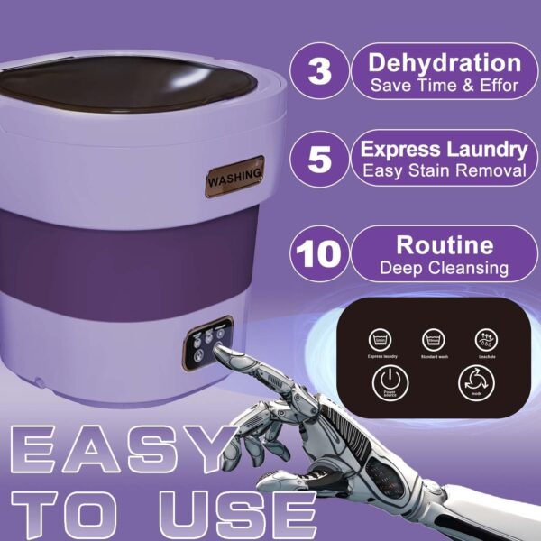 Mini Washing Machine, 13L Portable Washer, Foldable Washing Machine with Spin, Small Portable Washer and Dryer Combo for Apartments, Camping, Travel(Purple) - Image 2