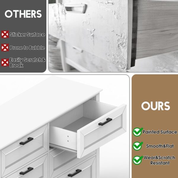 White 6 Drawer Dresser for Bedroom, Modern Chest of Drawers with Deep Drawers, Wood Double Dresser for Storage Clothes - Image 5