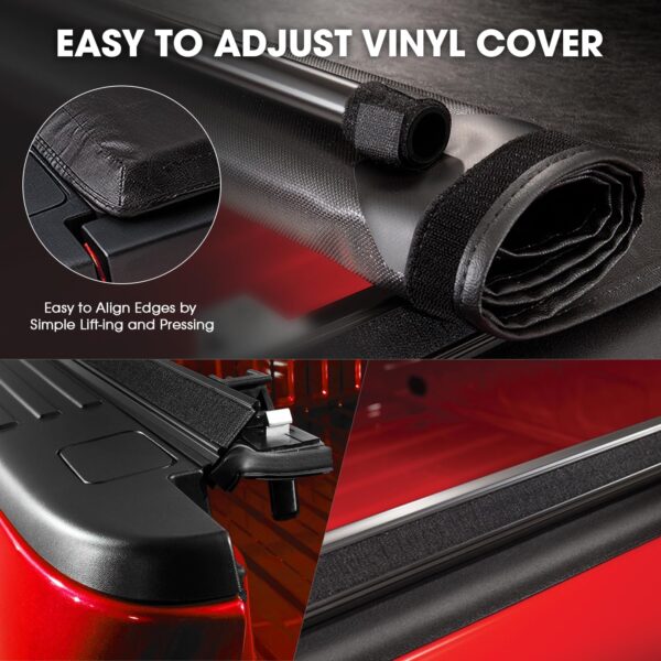 DNA Motoring TTC-RU-042 Pickup Truck Bed Top Roll-Up Vinyl Soft Tonneau Cover Compatible with 04-12 Colorado Canyon / 06-08 I-350 I-370 5' Bed 5'3" Bed, Black - Image 5
