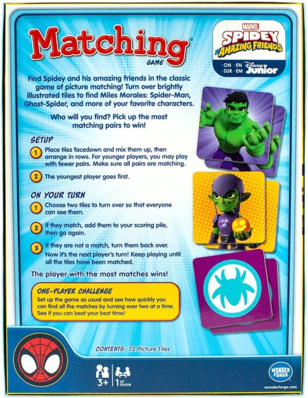 Marvel Matching Game by Wonder Forge | Exciting Memory Game for Kids | Engaging with Favorite Marvel Characters | Ideal for Ages 3-5 | Fun Family Activity - Image 5