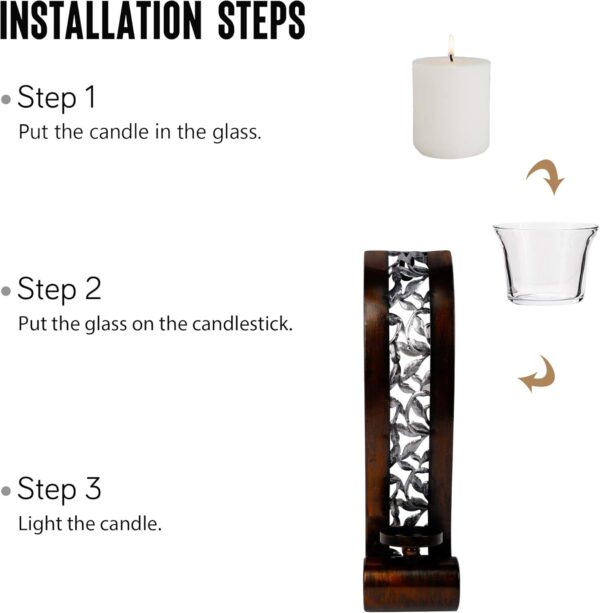 Wall Sconce 14.4 x 3.5 Inch, with Tea Light Candle Holder Antique Bronze Style Metal Wall Art Decorations for Living Room, Bathroom, Dining Room and Office, Set of 2 - Image 6