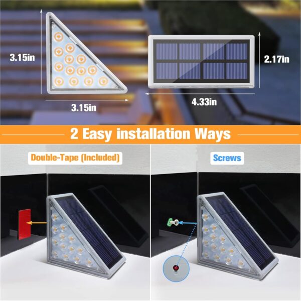 VOLISUN Solar Stair Lights 6 Pack, Solar Step Lights Waterproof IP67, Outdoor Step Light with 13 LEDs, Outdoor Lighting Decor for Yard Stair, Patio, Front Step, Front Porch and Deck(Cool White) - Image 6