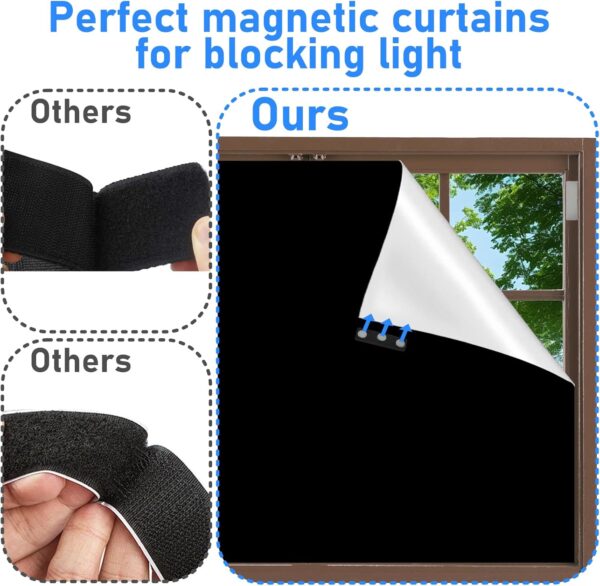 16 Pair Magnetic Curtain Closure for Blackout Blind ，Magnetic Curtain Clips with Adhesive for Blackout Curtain, Each of Curtain Magnet with 3 Extra-Strong Neodymium, Blackout Blind Accessory - Image 5