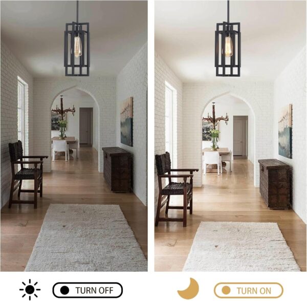Farmhouse Pendant Light Fixtures, Black Modern Pendant Lights with Max 48'' Hanging Adjustable, Mini Pendant Lighting for Kitchen Island Dining Room Bedroom (1 Pack, Black) - Image 5