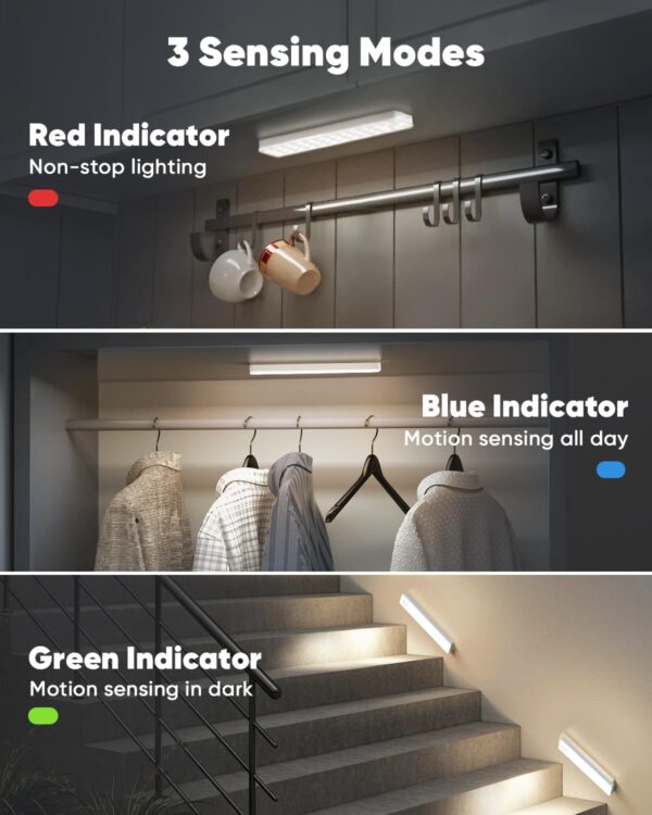 Under Cabinet Lights 2 Pack, Motion Sensor Light Indoor, Under Cabinet Lighting Wireless, Rechargeable Night Light Closet Lights, Under Counter Lights for Kitchen - Image 2
