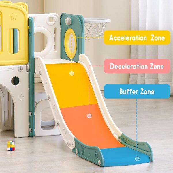 8 in 1 Toddler Slide Set, Kids Slide for Toddlers Age 1+, Toddler Climber Slide PlaySet with Basketball Hoop,Outdoor Indoor Playground for Toddlers 1-3 Upgraded - Image 5
