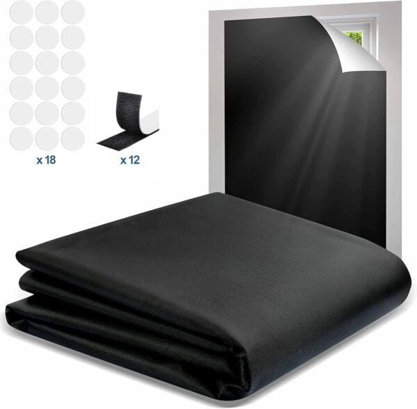 100% Blackout Curtains for Bedroom, Portable DIY Window Blinds, No Drill Window Shades & Blackout Blinds with Stickers & Tabs for Baby Nursery, Travel, Dorm Room (118" x 57") - Image 7