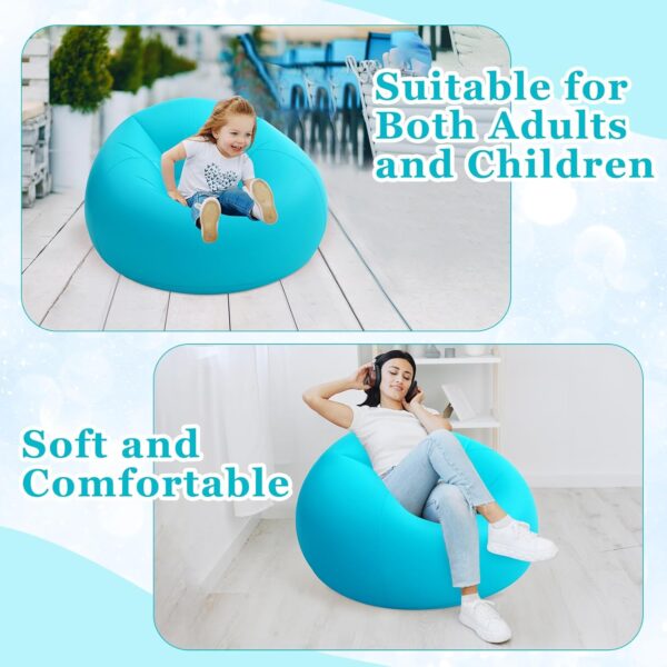 Inflatable Bean Bag Chair for Adult Bean Bag Sofa Chair Blow up Inflatable Furniture for Indoor Outdoor Living Room Bedroom Balcony Travel Party Accessories(Lake Blue,2 Pcs) - Image 6