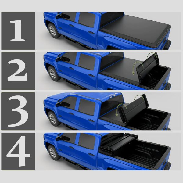 6.4FT/6.5FT Soft 4 Fold Truck Bed Tonneau Cover Compatible with 02-22 Ram 1500 03-20 Ram 2500 3500 Without Ram Box - Image 2