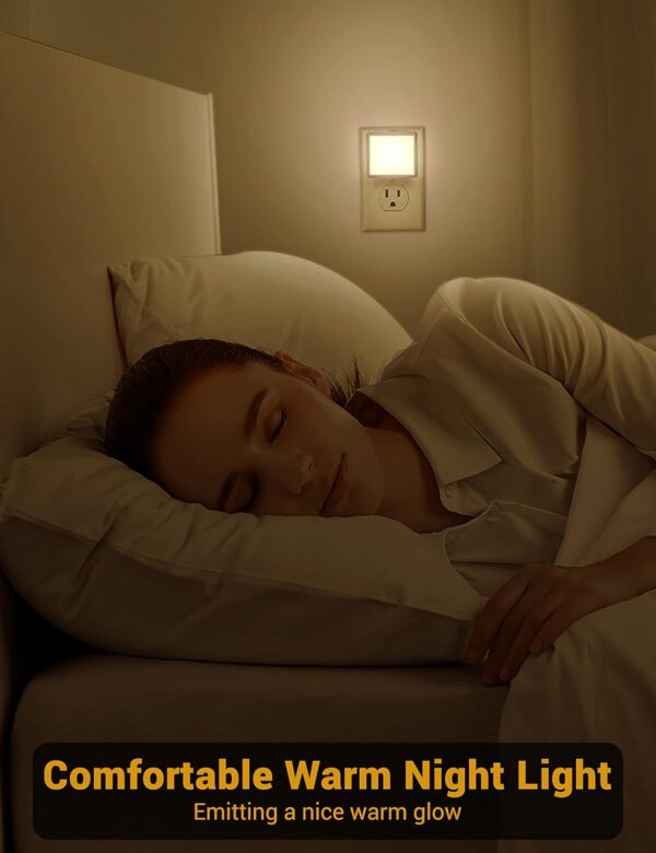 JandCase Night Lights Plug into Wall 2 Pack, Plug in Night Light with Dusk-to-Dawn Light Sensor, 3000K Soft White 0.3W, LED Nightlight for Bathroom, Adult, Hallway - Image 5