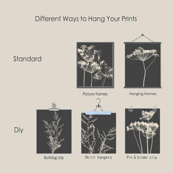 Botanical Wall Art Set of 6, Minimalist Abstract Botanical Prints Leaf Plant Wall Decor Canvas Painting, Boho Farmhouse Floral Botanical Wall Decor for Bathroom, Bedroom, Living Room, - Image 3